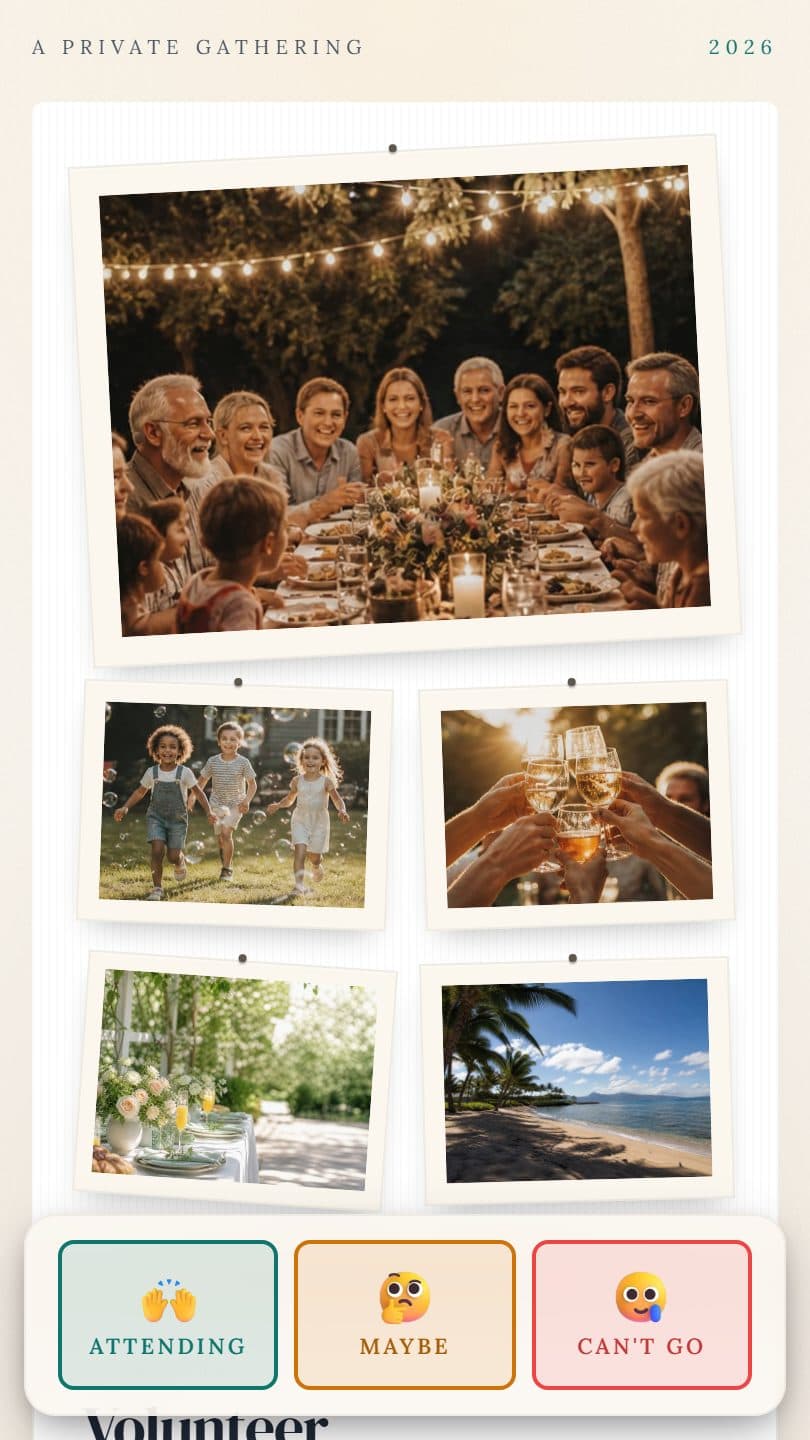 Organization Event example event page on a phone