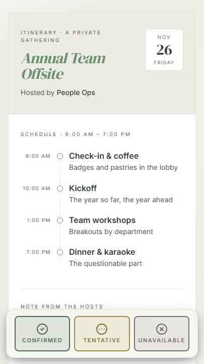 Itinerary template preview
