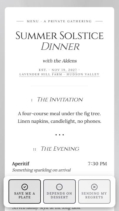 Menu template preview