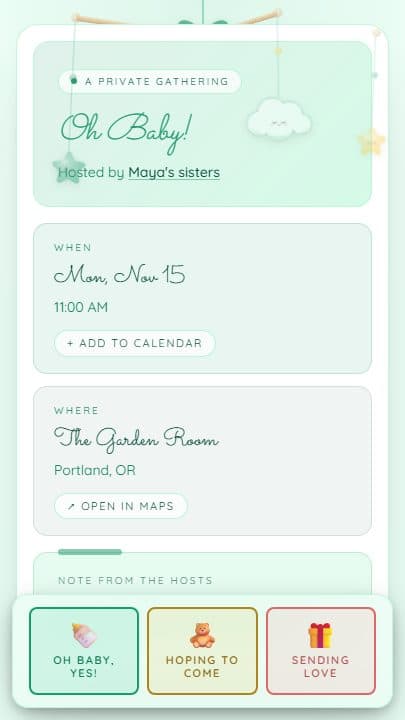 Postcard, Baby Shower template preview